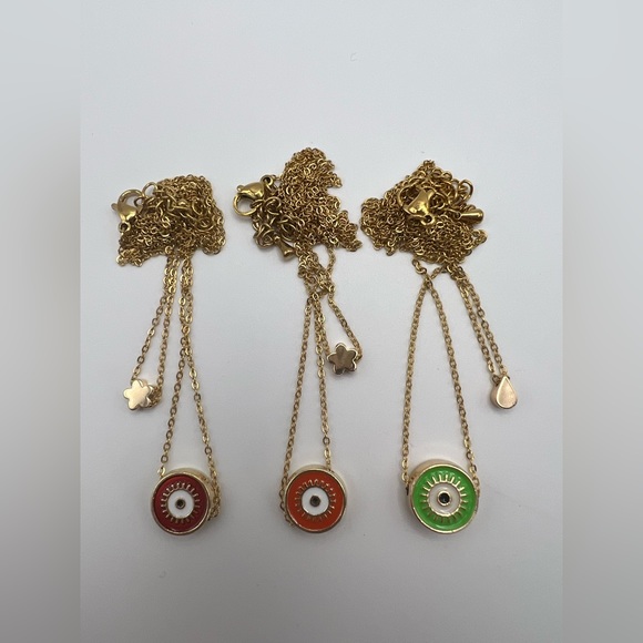 Dainty Evil Eye Multi-Strand Necklace - Evil Eye Minimalist Layered Necklace - Picture 3 of 16